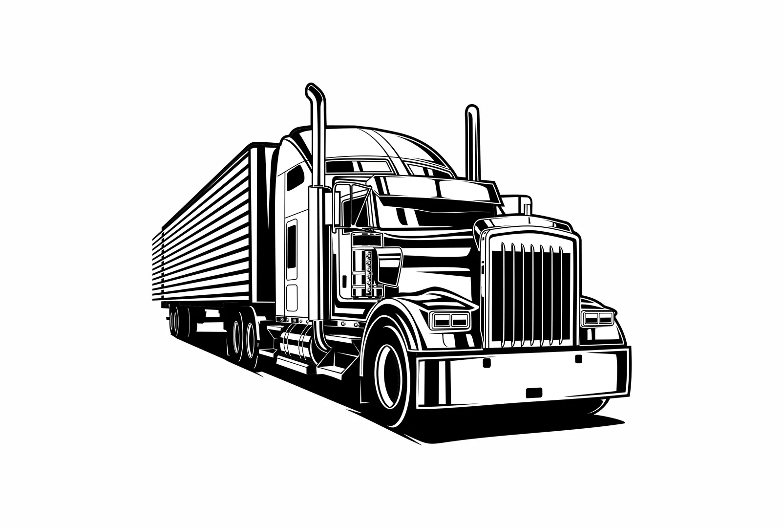 trailer-truck-black-white-template